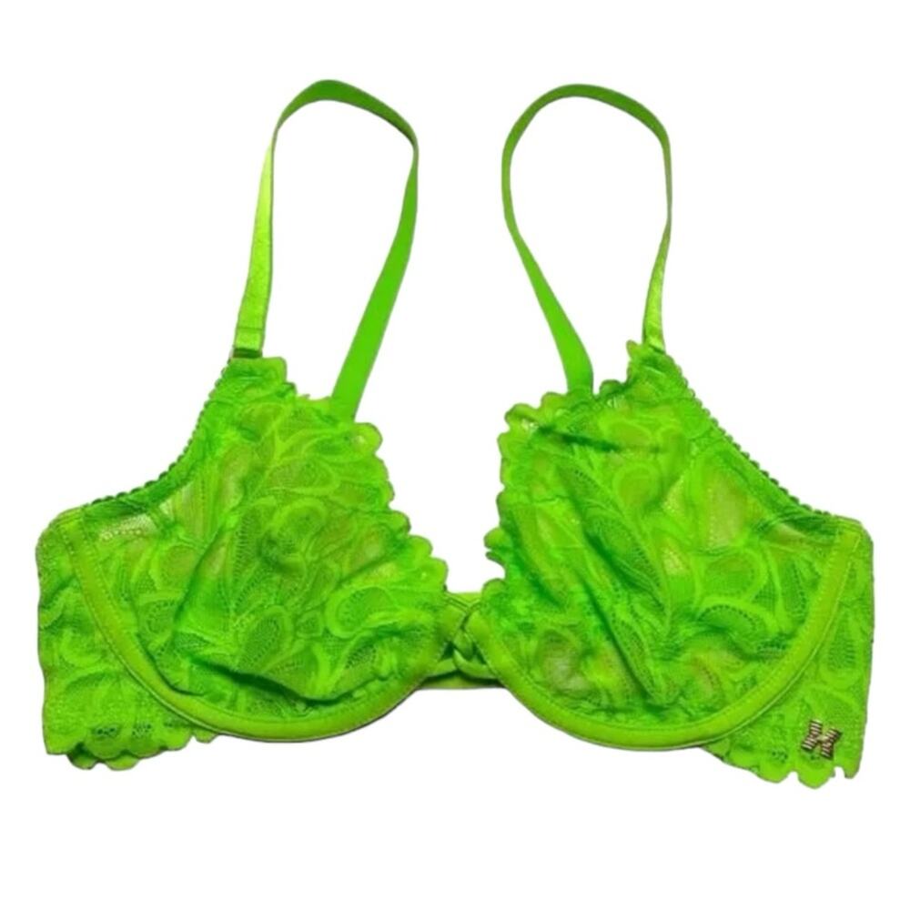 Savage X Fenty Savage Not Sorry Ultra Demi Unlined Lace Bra Kelly Green Size 34D